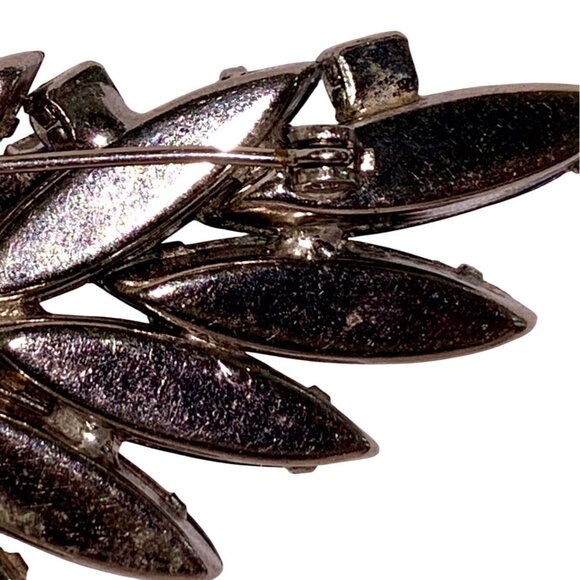 VTG Juliana Style Blue Crystal Leaf Brooch Rainbow Aurora Borealis Rhinestone - Picture 8 of 8